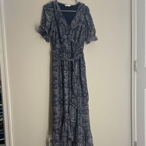 LC Lauren Conrad Navy Patterned Maxi Dress